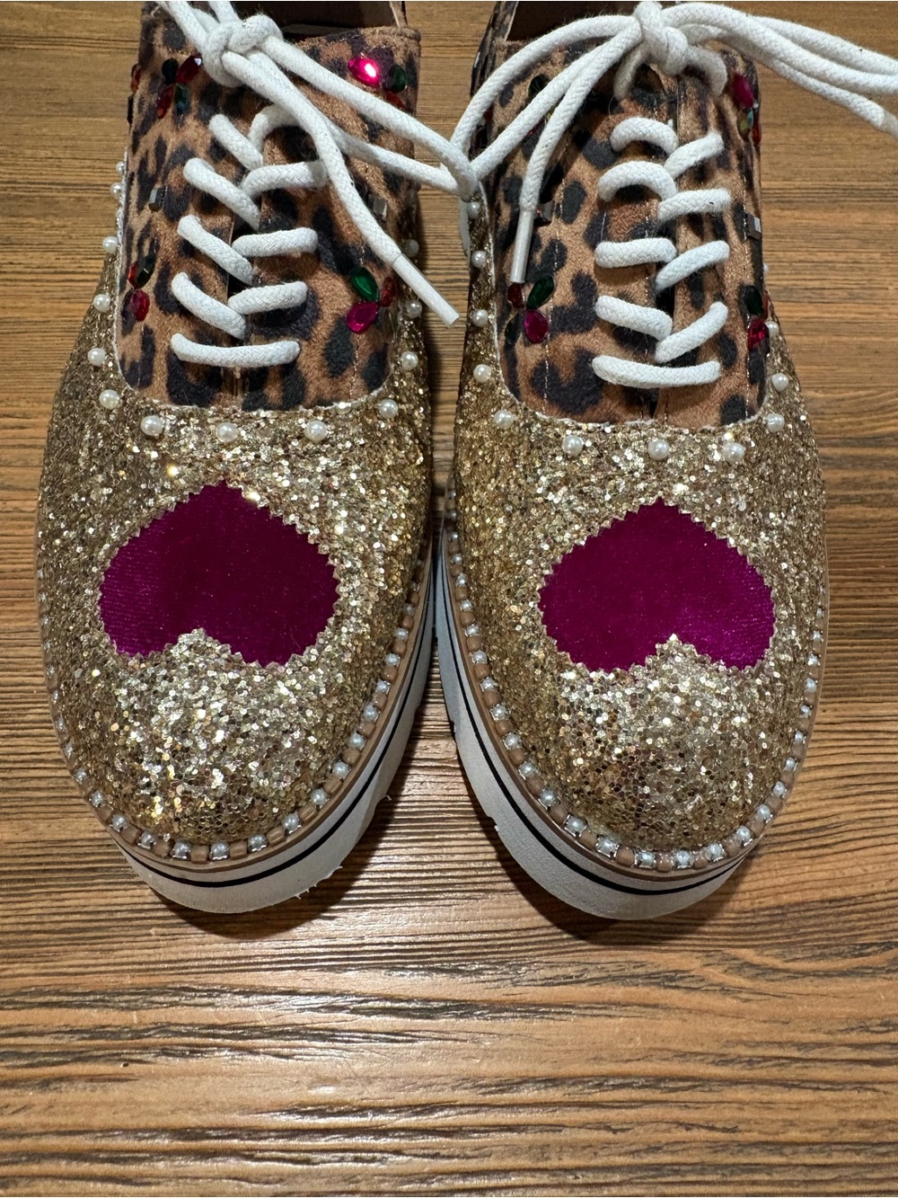 Betsey Johnson Pixxy Soarkl beige Platform see Leather-Look Shoe Interior Label - Picture 12 of 14